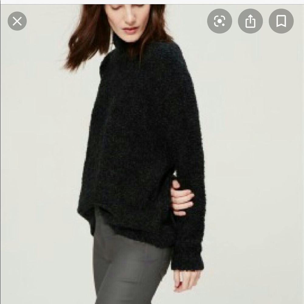 Loft Slouch Boucle Sweater - Mock Neck - Pine
